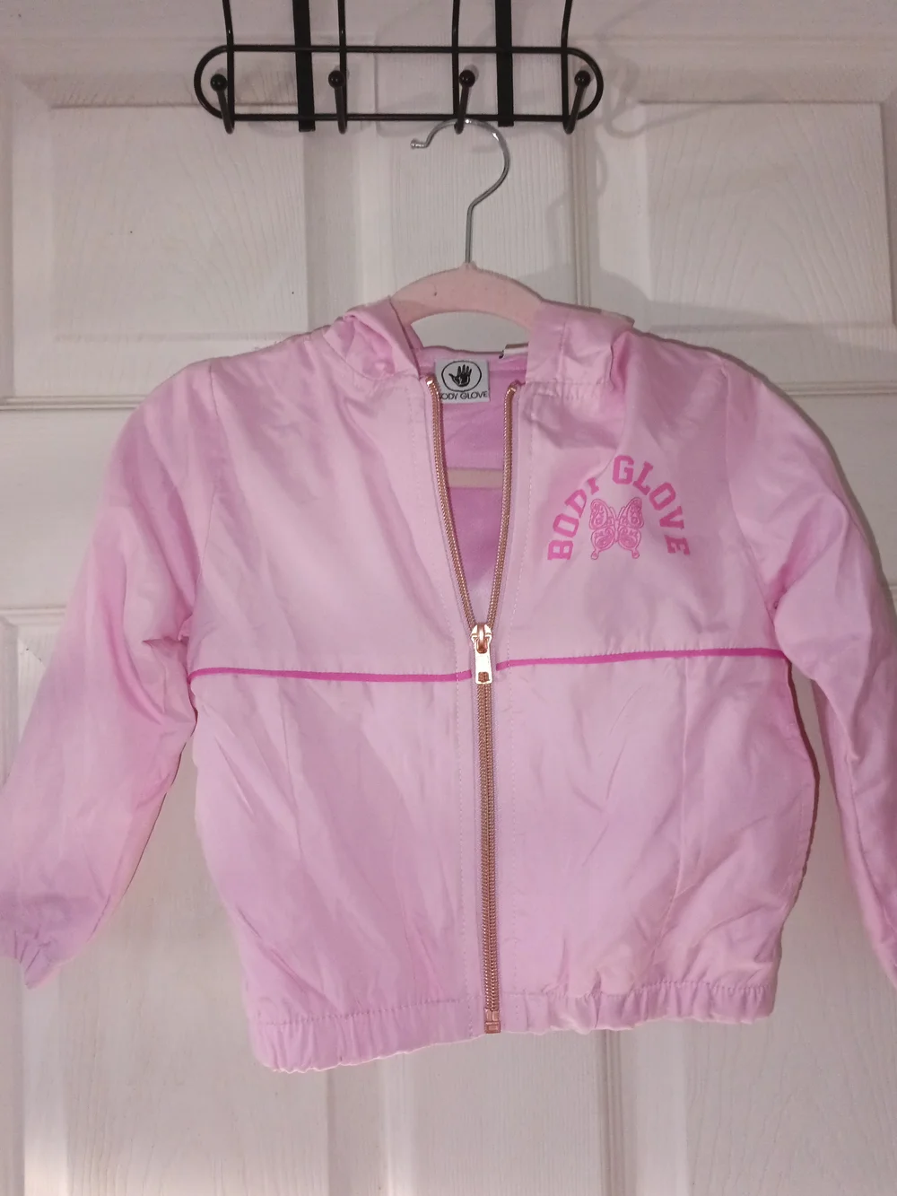 Body Glove Pink Hooded Girls Puffer Jacket with Butterfly Logo